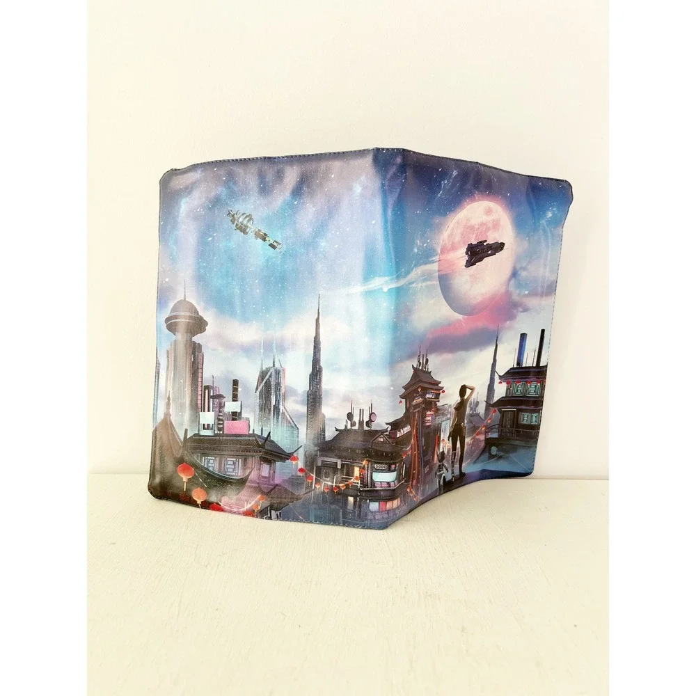 Fairyloot Lunar Chronicles Fabric Dust Jacket Sci-Fi Cityscape Space Accessory